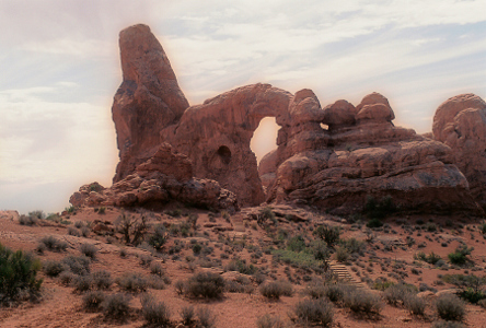 [Rock formation named Turret Arch.]